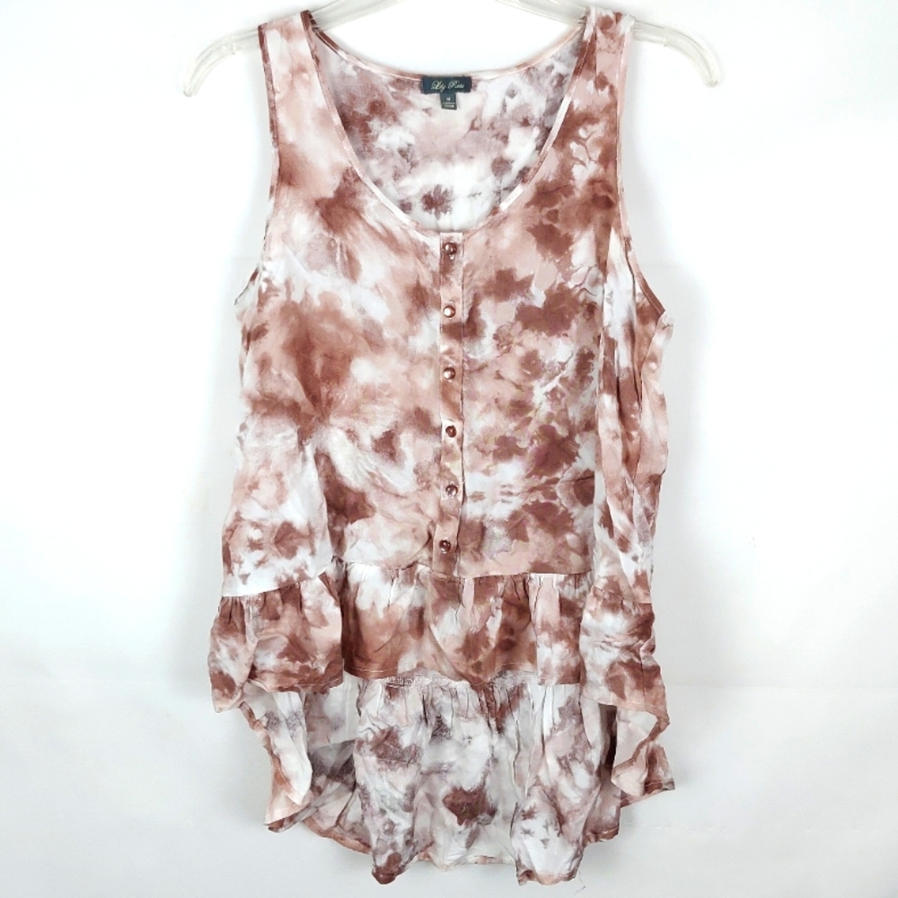 Lily Rose Tie-Dye Sleeveless Blouse Top Womens M Indie Gorpcore Casual Bohemian